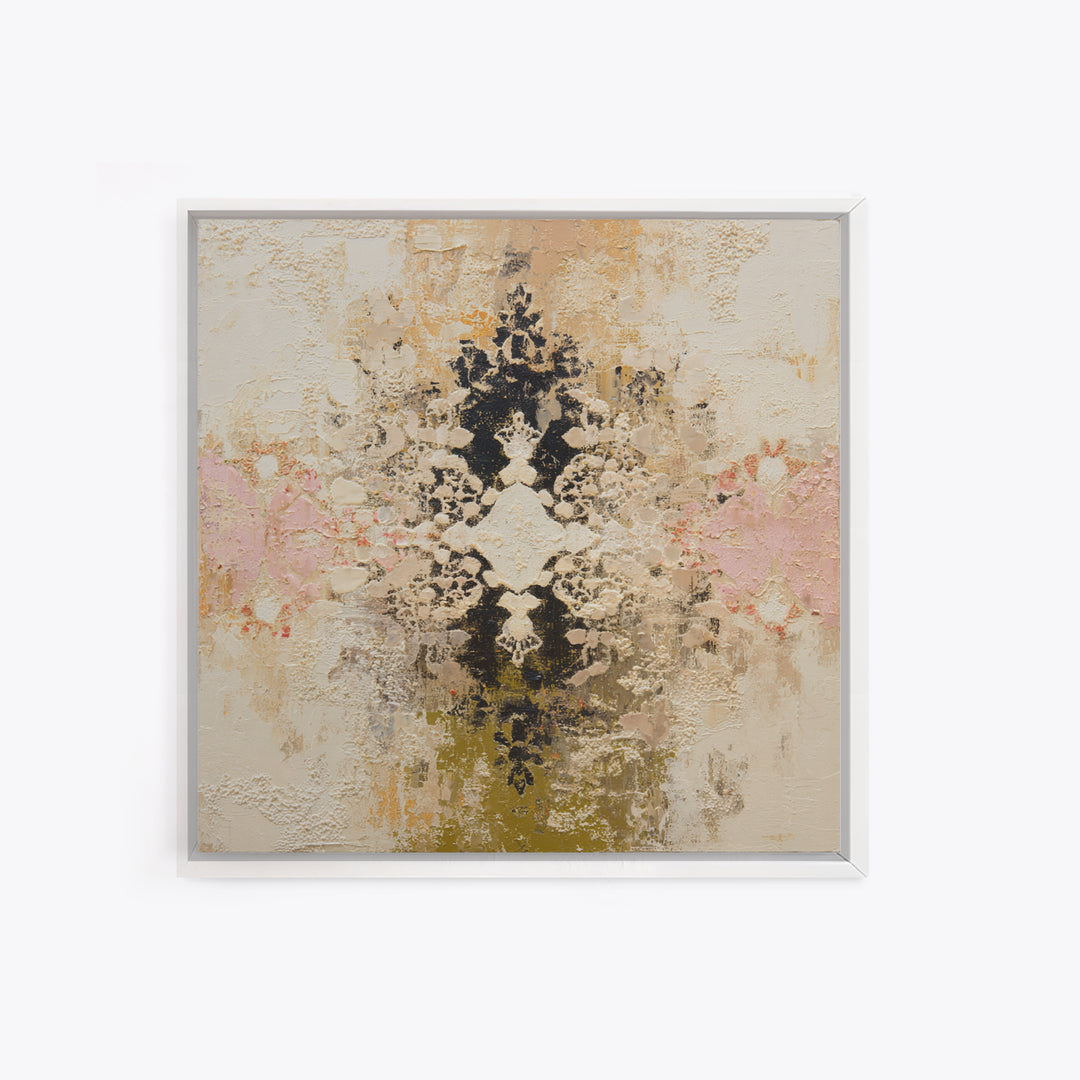 Lace Pattern Ivory Abstraction Framed Canvas Print, Wedding Art, Wedding Poster, Living Room Decor, Abstract Art, Romance, WED-1x1-67