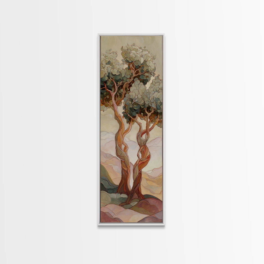 Two Intertwined Trees as Symbolic Artwork Canvas Print, Wedding Art, Modern Decor, Living Room Decor, Fine Art, Romance, WED-1x3-35