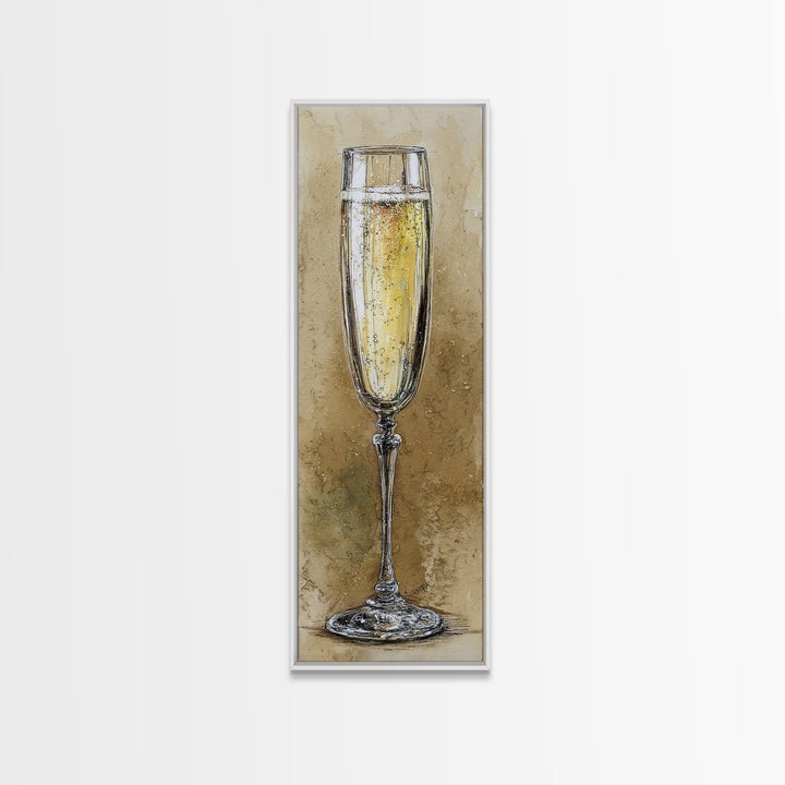 Champagne Glasses with Delicate Sparkle Canvas Print, Wedding Art, Beach Wedding, Living Room Decor, Fine Art, Romance, WED-1x3-42