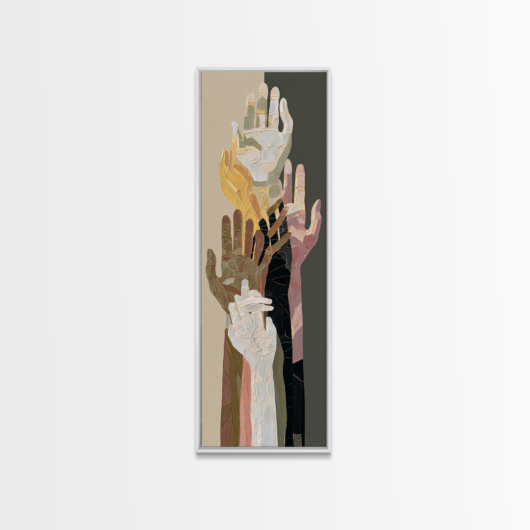 Hands Nearly Touching Framed Canvas Print, Wedding Art, Boho Decor, Living Room Decor, Abstract Art, Romance, Art Print, WED-1x3-52