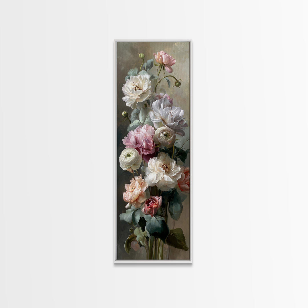 Peony and Ranunculus Bouquet Canvas Print, Wedding Art, Contemporary Art, Living Room Decor, Fine Art, Romance, Custom Art, WED-1x3-56