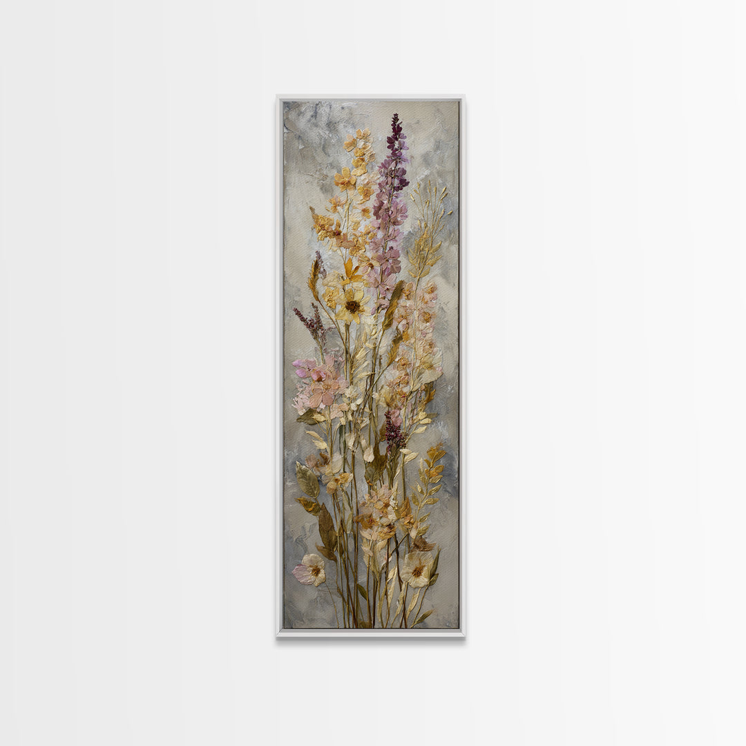 Pressed Flowers from a Wedding Bouquet Canvas Print, Wedding Art, Wedding Gift, Living Room Decor, Watercolor Art, Romance, WED-1x3-68