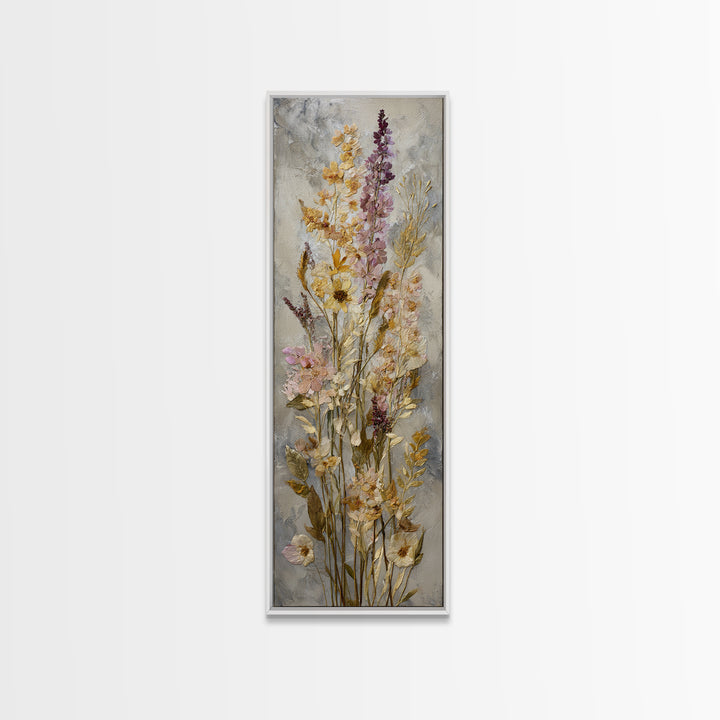 Pressed Flowers from a Wedding Bouquet Canvas Print, Wedding Art, Wedding Gift, Living Room Decor, Watercolor Art, Romance, WED-1x3-68