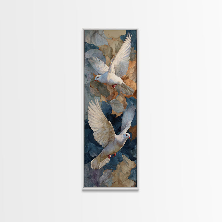 Doves Flying Through Soft Golden Light Framed Canvas Print, Wedding Art, Printable Art, Living Room Decor, Fine Art, Romance, WED-1x3-71
