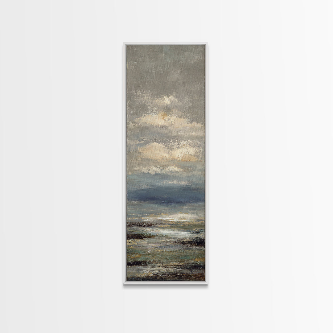 Blush Cloudscape with Dreamy Atmosphere Framed Canvas Print, Wedding Art, Custom Painting, Living Room Decor, Fine Art, Romance, WED-1x3-75