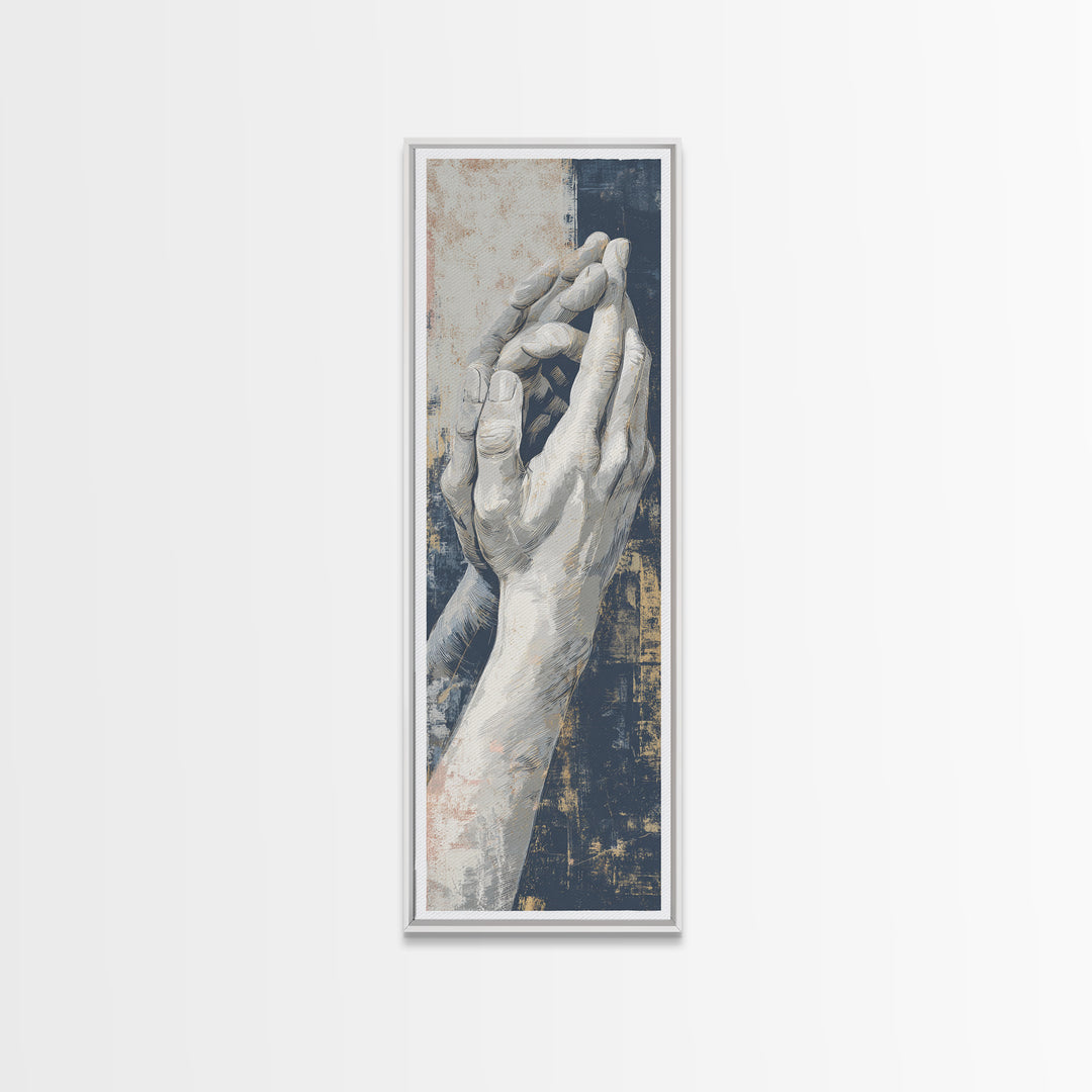 Hands Nearly Touching Framed Canvas Print, Wedding Art, Custom Portrait, Living Room Decor, Romance, Wedding Decoration, WED-1x3-76