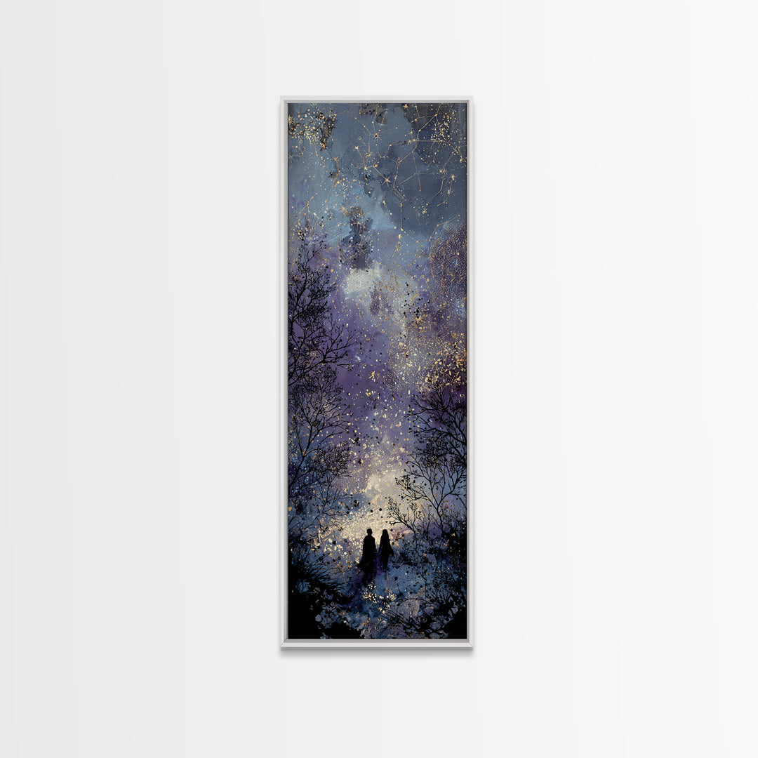 Couple Silhouette Beneath Moonlit Trees Canvas Print, Wedding Art, Custom Wedding Gift, Living Room Decor, Fine Art, Romance, WED-1x3-89
