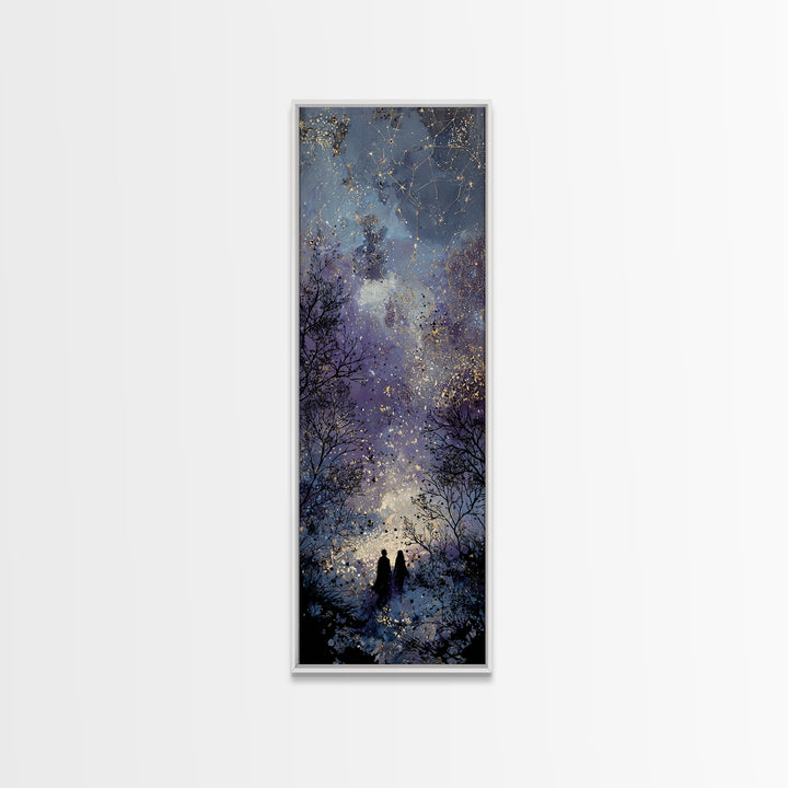 Couple Silhouette Beneath Moonlit Trees Canvas Print, Wedding Art, Custom Wedding Gift, Living Room Decor, Fine Art, Romance, WED-1x3-89