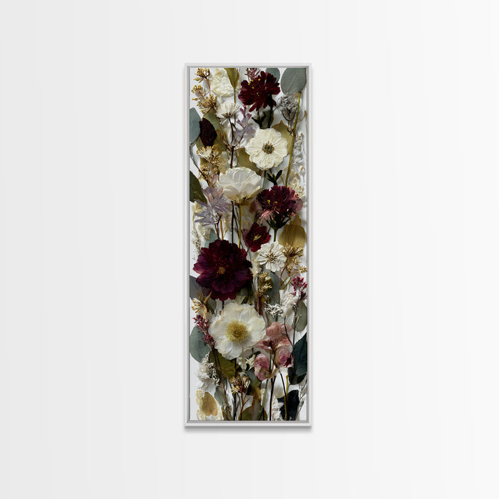 Pressed Flowers from a Wedding Bouquet Framed Canvas Print, Wedding Art, Wedding Decor, Living Room Decor, Fine Art, Romance, WED-1x3-92