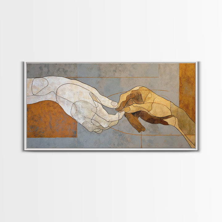 Hands Nearly Touching Framed Canvas Print, Wedding Art, Wedding Decoration, Living Room Decor, Abstract Art, Romance, WED-2x1-84