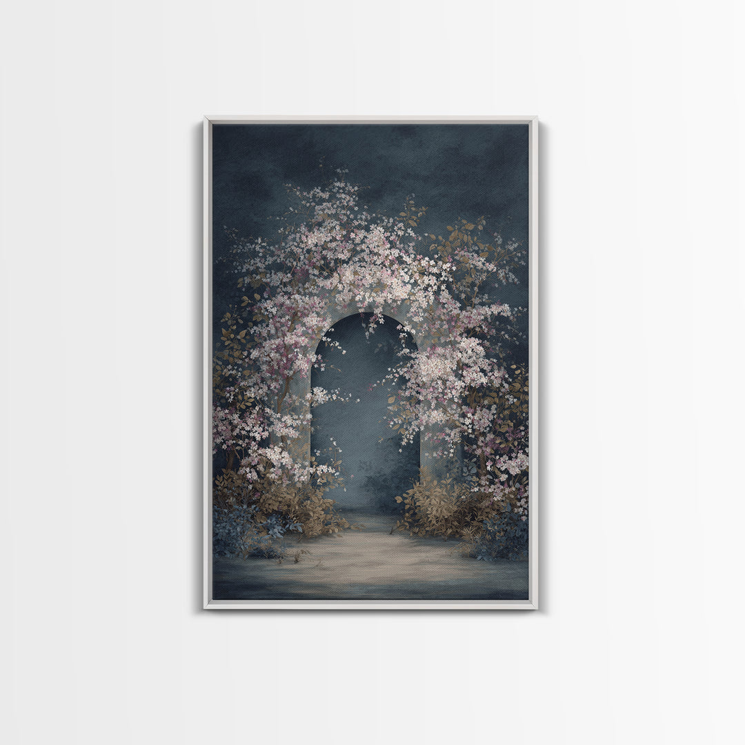 Romantic Garden Arch Covered Framed Canvas Print, Wedding Art, Modern Decor, Living Room Decor, Fine Art, Romance, Wedding Gift, WED-2x3-18