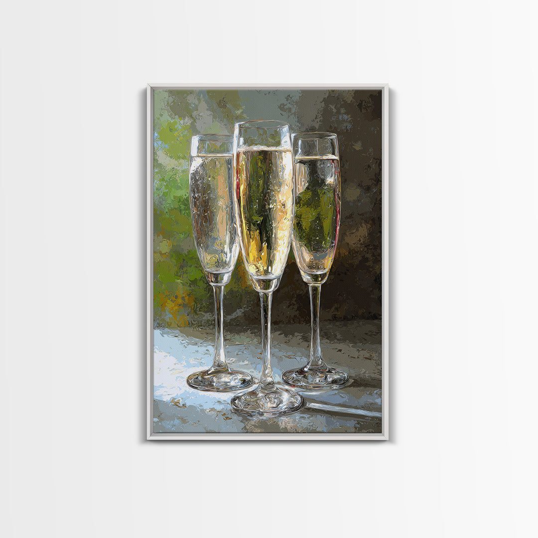 Champagne Glasses with Delicate Sparkle Framed Canvas Print, Wedding Art, Luxury Decor, Living Room Decor, Fine Art, Romance, WED-2x3-38