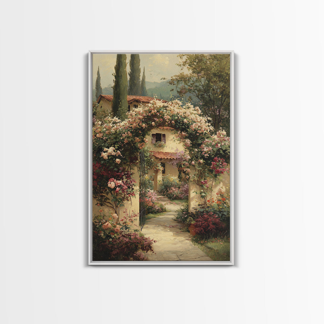 Romantic Garden Arch Covered Framed Canvas Print, Wedding Art, Modern Decor, Living Room Decor, Fine Art, Romance, Wedding Gift, WED-2x3-42