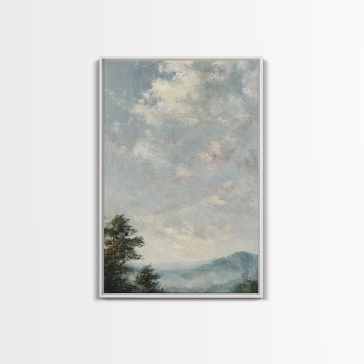 Blush Cloudscape with Dreamy Atmosphere Framed Canvas Print, Wedding Art, Neutral Decor, Living Room Decor, Abstract Art, WED-2x3-47