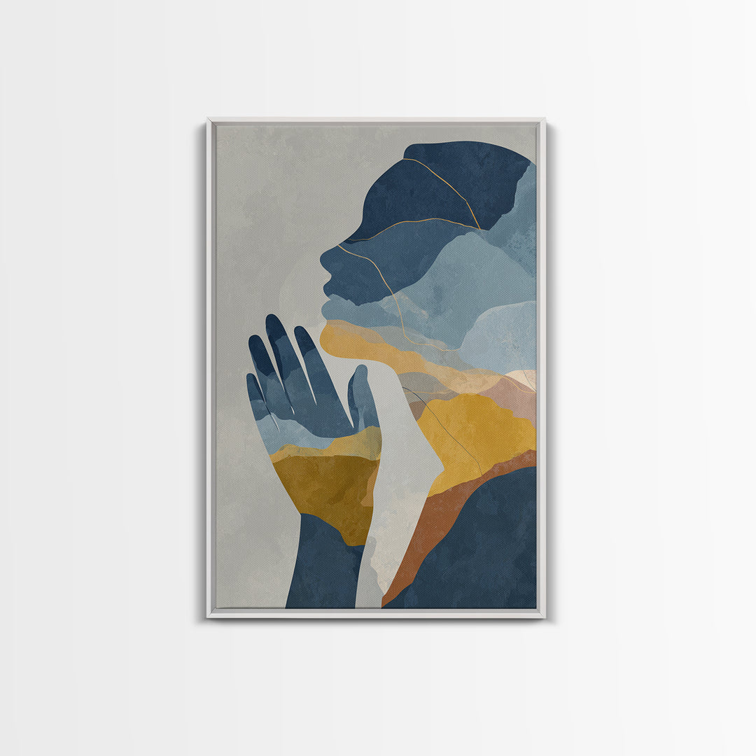 Hands Nearly Touching Framed Canvas Print, Wedding Art, Wedding Painting, Living Room Decor, Abstract Art, Romance, WED-2x3-48