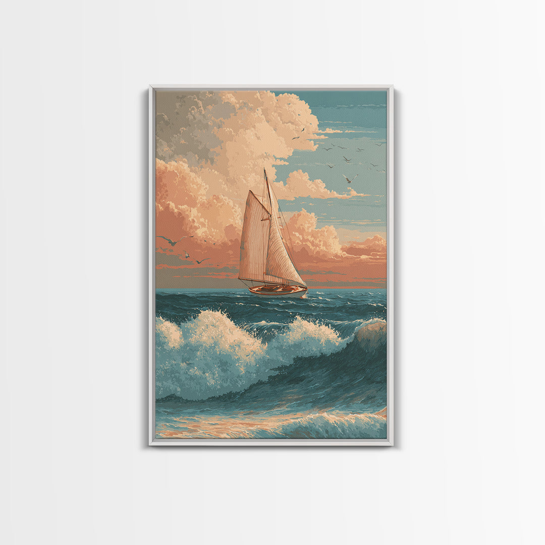 Honeymoon Coastal Sunset Canvas Print, Wedding Art, Minimalist Decor, Living Room Decor, Fine Art, Romance, Custom Painting, WED-2x3-49
