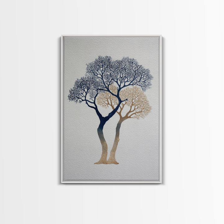 Two Intertwined Trees as Symbolic Artwork Framed Canvas Print, Wedding Art, Wedding Stationery, Living Room Decor, Romance, WED-2x3-55