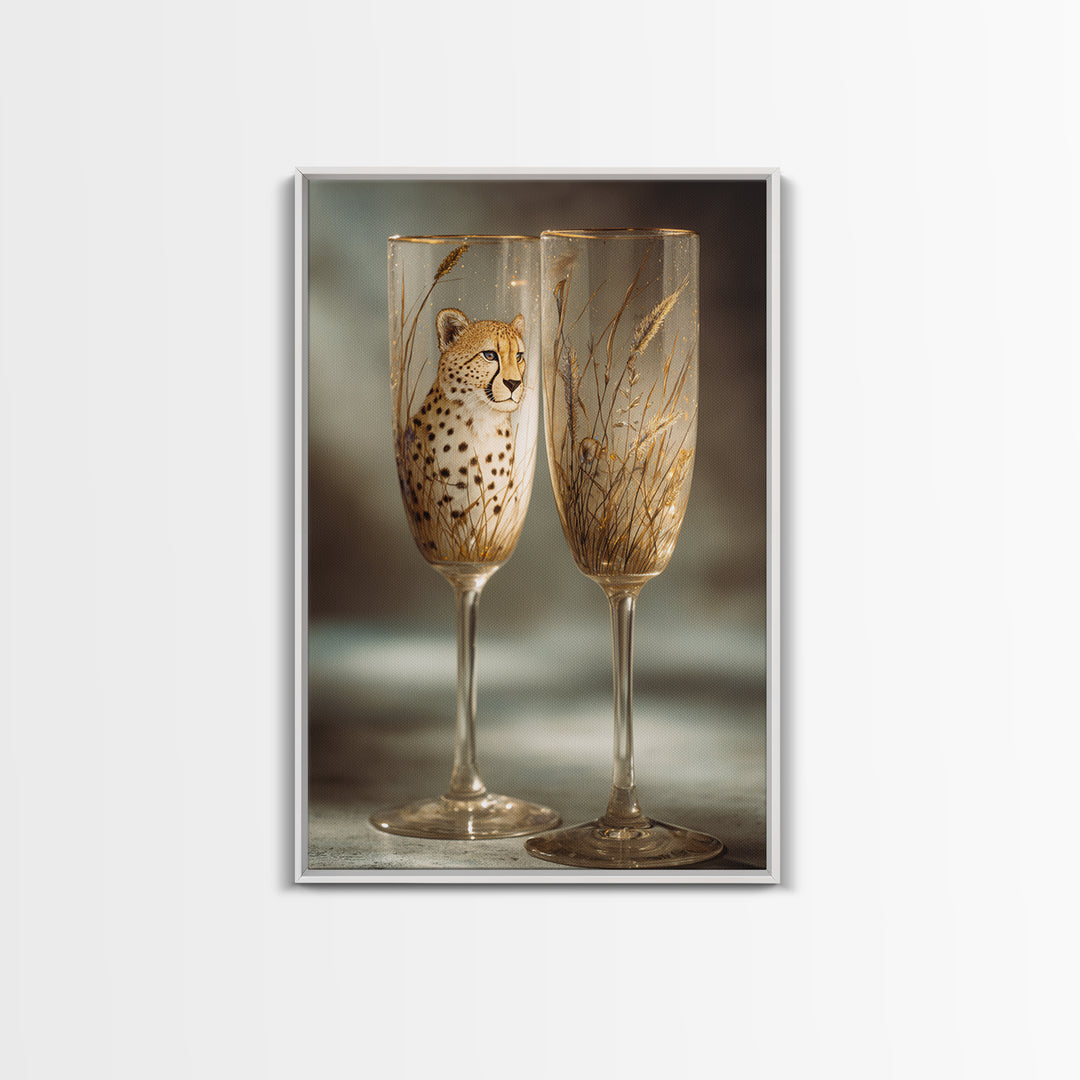 Champagne Glasses with Delicate Sparkle Canvas Print, Wedding Art, Art, Living Room Decor, Abstract Art, Romance, WED-2x3-62