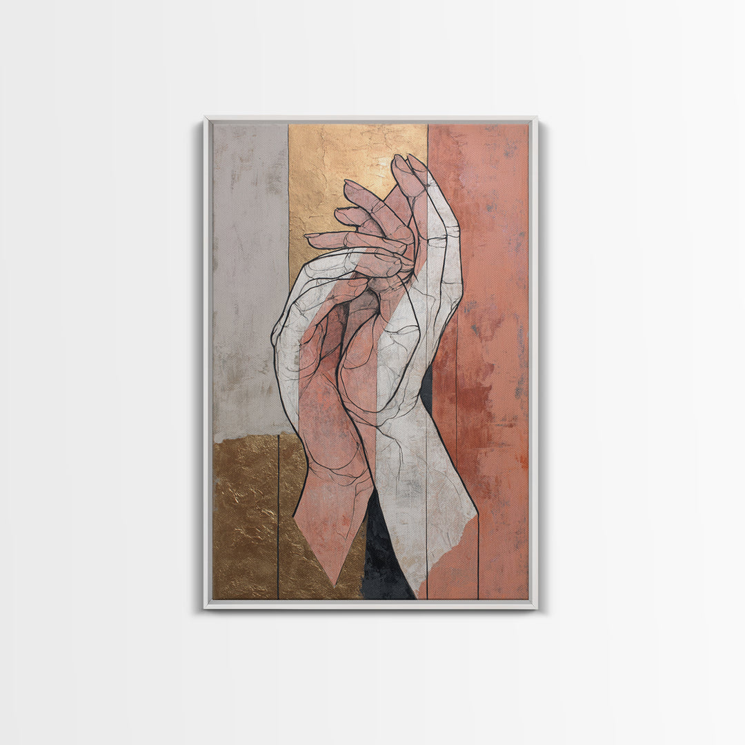 Hands Nearly Touching Canvas Print, Wedding Art, Wall Decor, Living Room Decor, Fine Art, Romance, Wedding Gift, Wedding Dress, WED-2x3-72