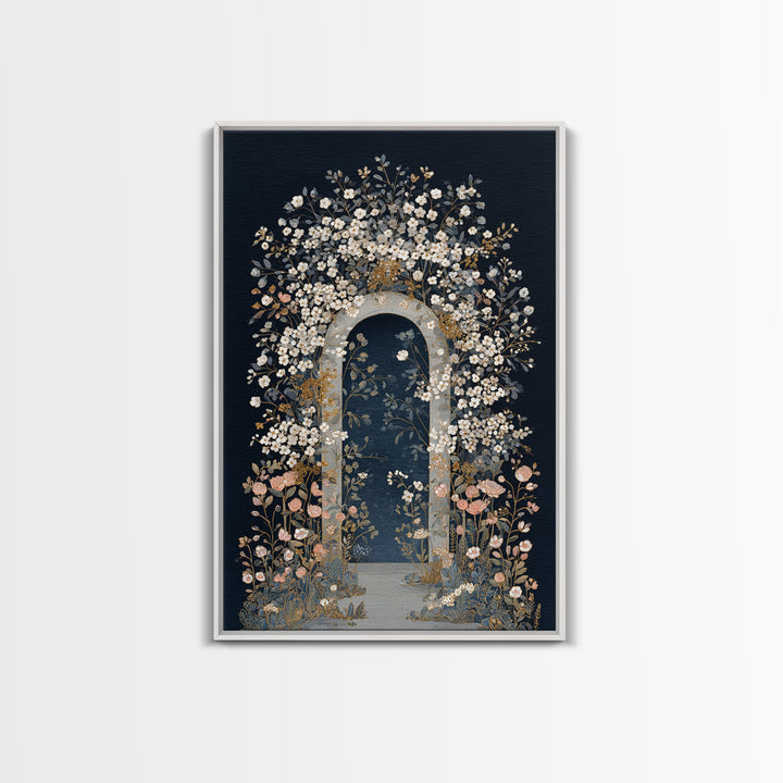 Romantic Garden Arch Covered Framed Canvas Print, Wedding Art, Wedding, Living Room Decor, Oil Painting, Romance, WED-2x3-90