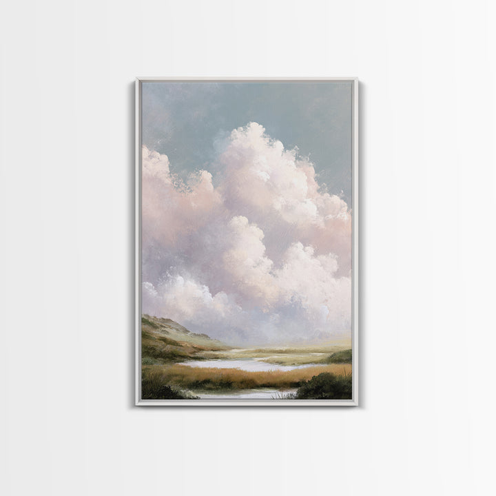 Blush Cloudscape with Dreamy Atmosphere Canvas Print, Wedding Art, Wedding Guest Book, Living Room Decor, Oil Painting, Romance, WED-2x3-95