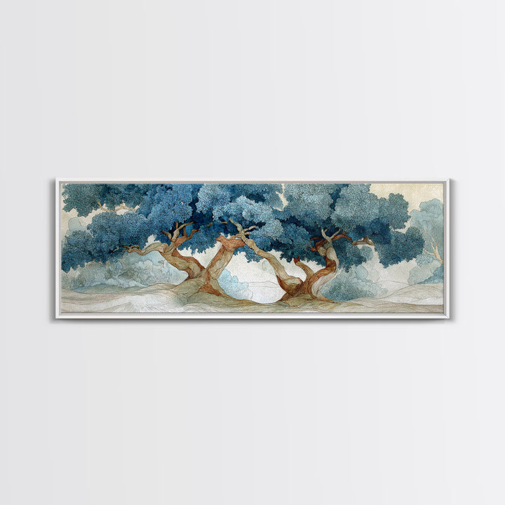 Two Intertwined Trees as Symbolic Artwork Canvas Print, Wedding Art, Home Decor, Living Room Decor, Fine Art, Romance, WED-3x1-39