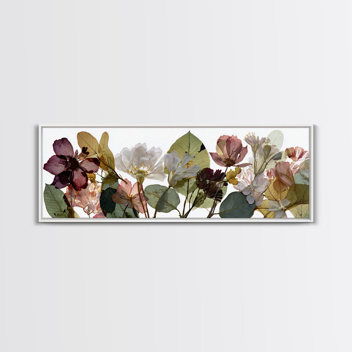 Pressed Flowers from a Wedding Bouquet Canvas Print, Wedding Art, Boho Decor, Living Room Decor, Fine Art, Romance, Art Print, WED-3x1-48