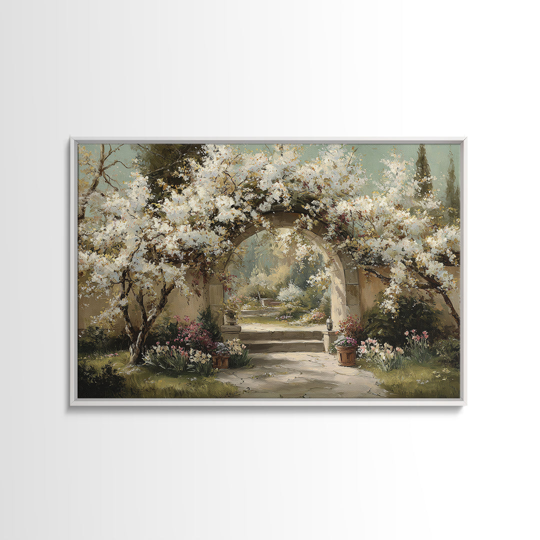 Romantic Garden Arch Covered Canvas Print, Wedding Art, Wedding Sign, Living Room Decor, Watercolor Art, Romance, WED-3x2-38
