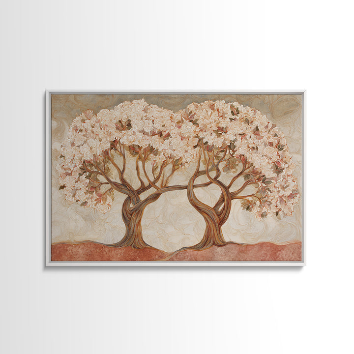 Two Intertwined Trees as Symbolic Artwork Canvas Print, Wedding Art, Wedding Guestbook, Living Room Decor, Fine Art, Romance, WED-3x2-51