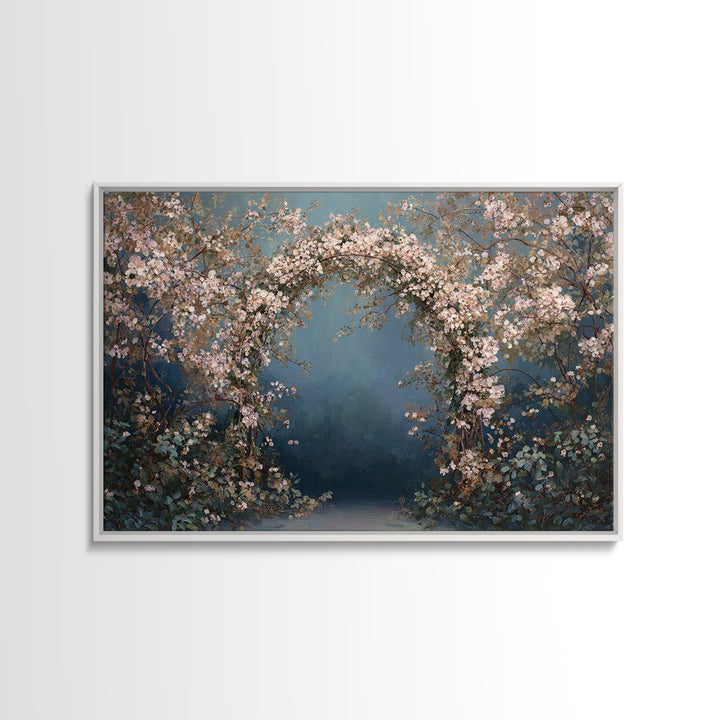 Romantic Garden Arch Covered Canvas Print, Wedding Art, Wedding Sign, Living Room Decor, Watercolor Art, Romance, WED-3x2-62