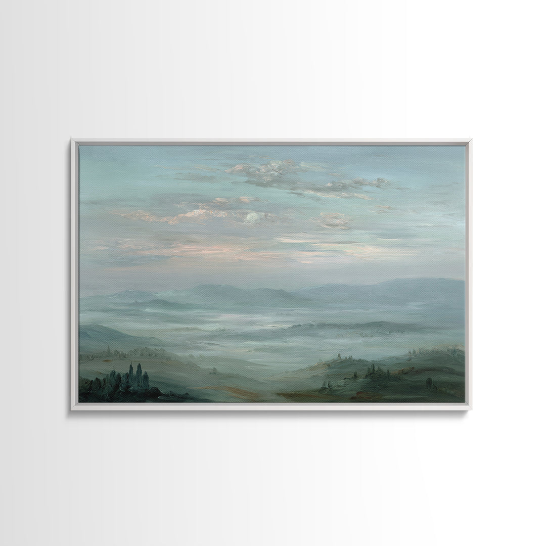 Blush Cloudscape with Dreamy Atmosphere Framed Canvas Print, Wedding Art, Modern Decor, Living Room Decor, Oil Painting, WED-3x2-91