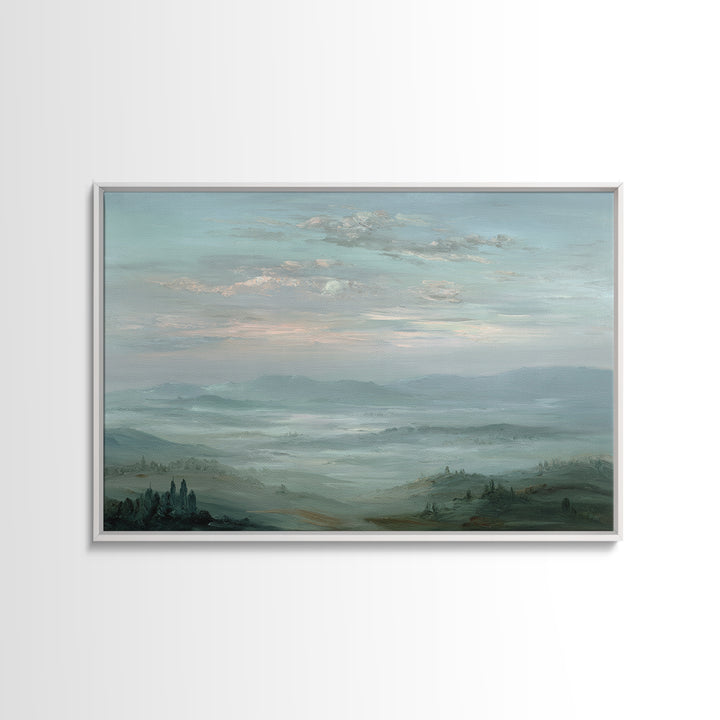 Blush Cloudscape with Dreamy Atmosphere Framed Canvas Print, Wedding Art, Modern Decor, Living Room Decor, Oil Painting, WED-3x2-91