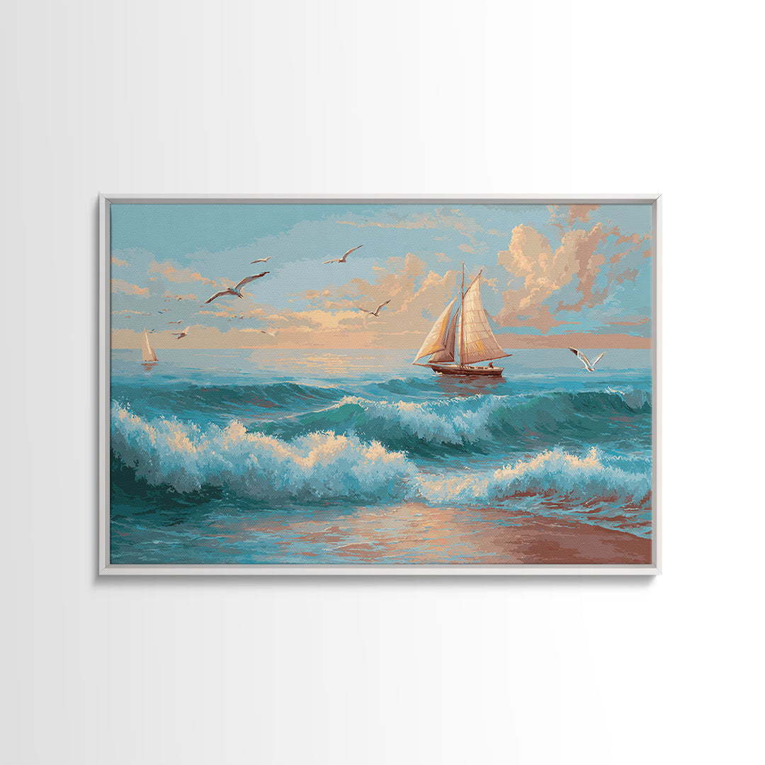 Honeymoon Coastal Sunset Canvas Print, Wedding Art, Bride and Groom, Living Room Decor, Fine Art, Romance, Neutral Decor, WED-3x2-93