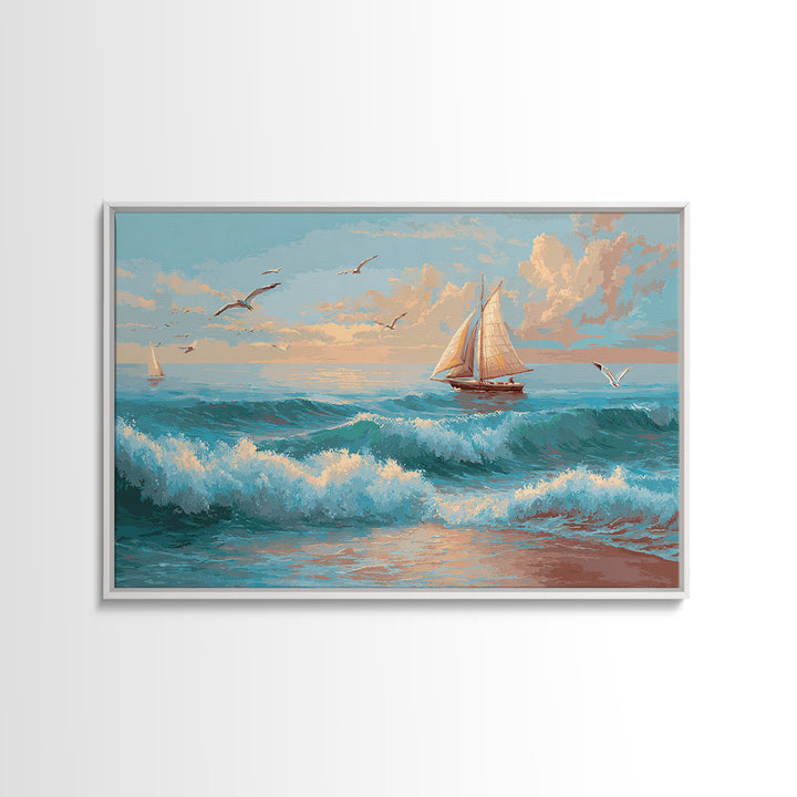 Honeymoon Coastal Sunset Canvas Print, Wedding Art, Bride and Groom, Living Room Decor, Fine Art, Romance, Neutral Decor, WED-3x2-93