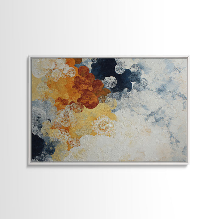 Lace Pattern Ivory Abstraction Framed Canvas Print, Wedding Art, Wedding Stationery, Living Room Decor, Abstract Art, Romance, WED-3x2-95