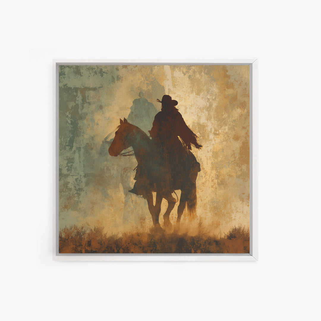 Buffalo Silhouette Beneath Enormous Sky Framed Canvas Print, Western Art, Original Art, Southwestern Decor, Fine Art, Frontier, WES-1x1-8
