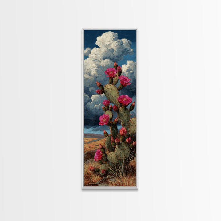 Prickly Pear Cactus Framed Canvas Print, Western Art, Native American Art, Southwestern Decor, Oil Painting, Frontier, WES-1x3-76