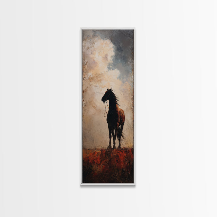Buffalo Silhouette Beneath Enormous Sky Framed Canvas Print, Western Art, Western Prints, Southwestern Decor, Frontier, WES-1x3-92