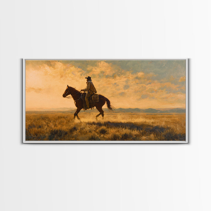 Train Crossing Western Plains Framed Canvas Print, Western Art, Original Art, Southwestern Decor, Fine Art, Frontier, WES-2x1-43