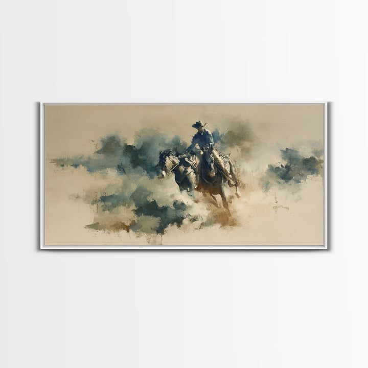 Rodeo Rider Mid Motion Canvas Print, Western Art, Western Wall Art, Southwestern Decor, Oil Painting, Frontier, Western Print, WES-2x1-77
