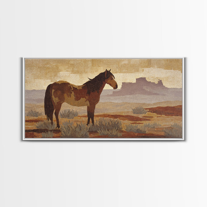Eagle Flying Above Mountain Ridge Framed Canvas Print, Western Art, Painting, Southwestern Decor, Fine Art, Frontier, WES-2x1-9