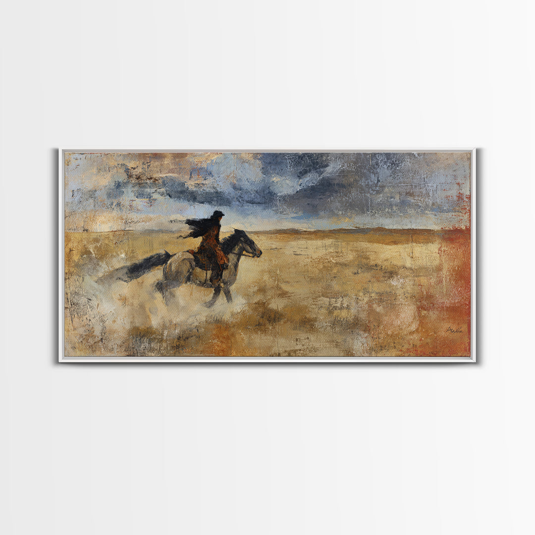 Train Crossing Western Plains Framed Canvas Print, Western Art, Farmhouse Decor, Southwestern Decor, Fine Art, Frontier, WES-2x1-91