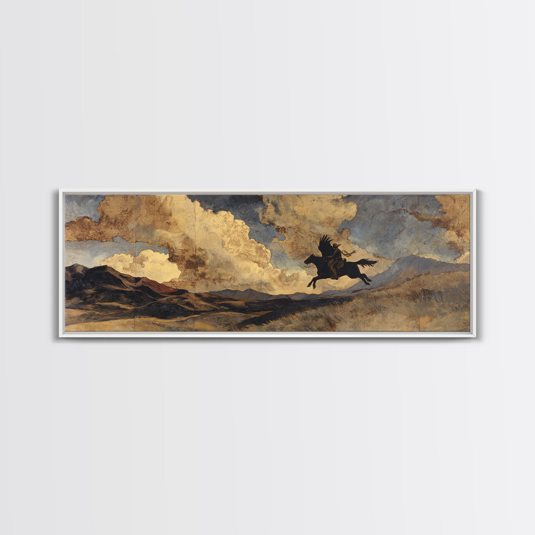 Eagle Flying Above Mountain Ridge Canvas Print, Western Art, Native American Art, Southwestern Decor, Fine Art, Frontier, WES-3x1-29