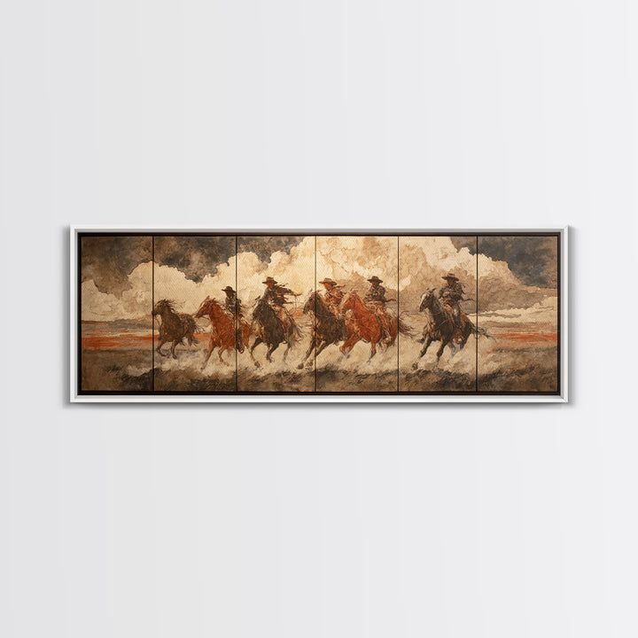 Sun Bleached Ranch Gate Framed Canvas Print, Western Art, Western Wall Art, Southwestern Decor, Watercolor Art, Frontier, WES-3x1-79