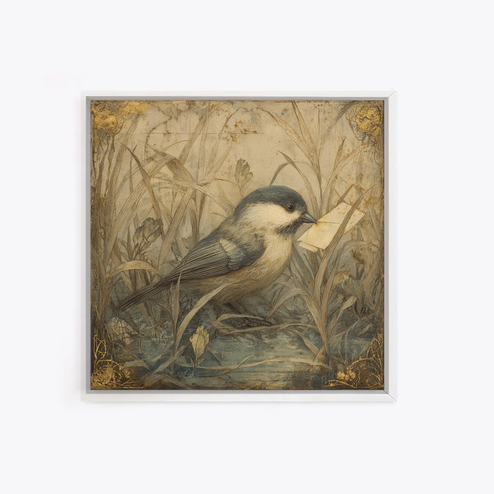 Bird Delivering a Tiny Love Letter Canvas Print, Whimsical Art, Nursery Wall Art, Living Room Decor, Fine Art, Wonder, WHI-1x1-23