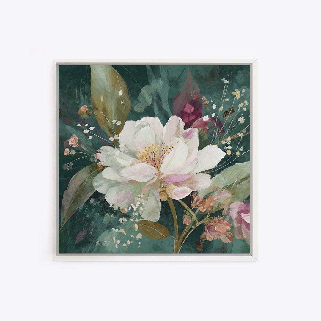 Magical Umbrella Raining Flowers Framed Canvas Print, Whimsical Art, Nursery Wall Art, Living Room Decor, Fine Art, Wonder, WHI-1x1-44