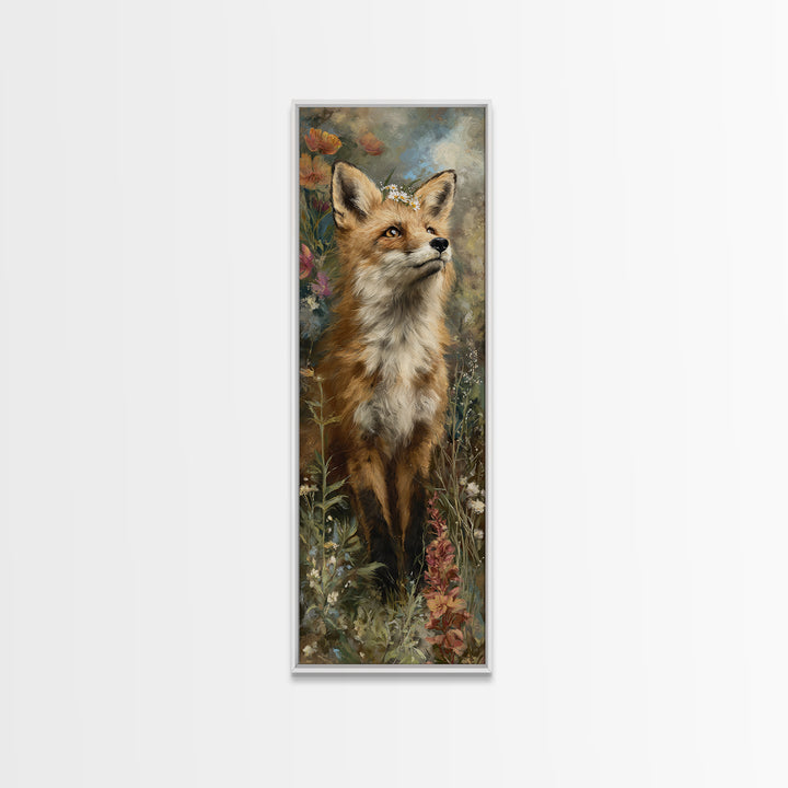 Fox Wearing a Tiny Crown Canvas Print, Whimsical Art, Minimalist Decor, Living Room Decor, Oil Painting, Wonder, WHI-1x3-13