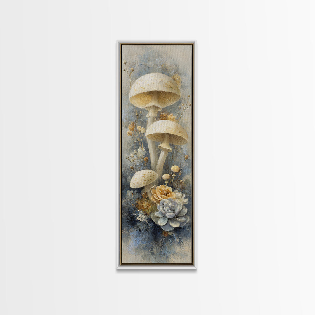 Teacup Garden with Tiny Mushrooms Canvas Print, Whimsical Art, Home Decor, Living Room Decor, Fine Art, Wonder, Digital Print, WHI-1x3-16