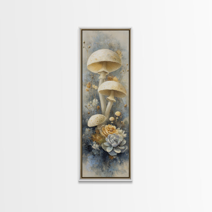 Teacup Garden with Tiny Mushrooms Canvas Print, Whimsical Art, Home Decor, Living Room Decor, Fine Art, Wonder, Digital Print, WHI-1x3-16