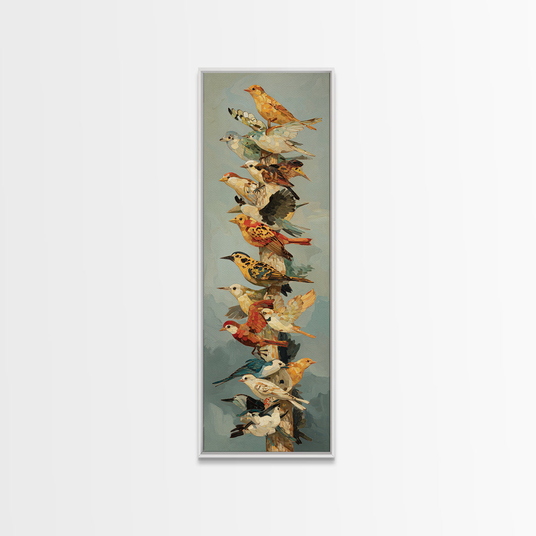 Floating House Carried by Colorful Birds Framed Canvas Print, Whimsical Art, Framed Wall Art, Living Room Decor, Wonder, WHI-1x3-19